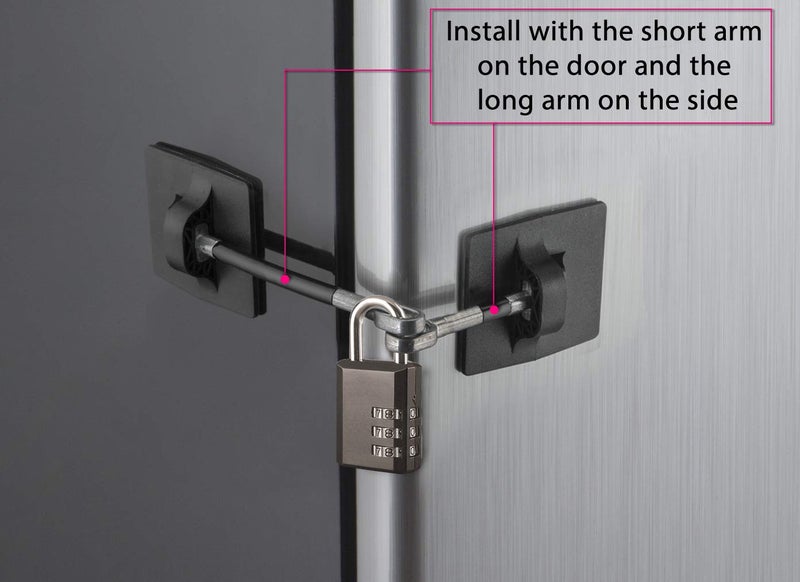 Guardianite Refrigerator Lock (Black with Black Combination Padlock) - Image 5